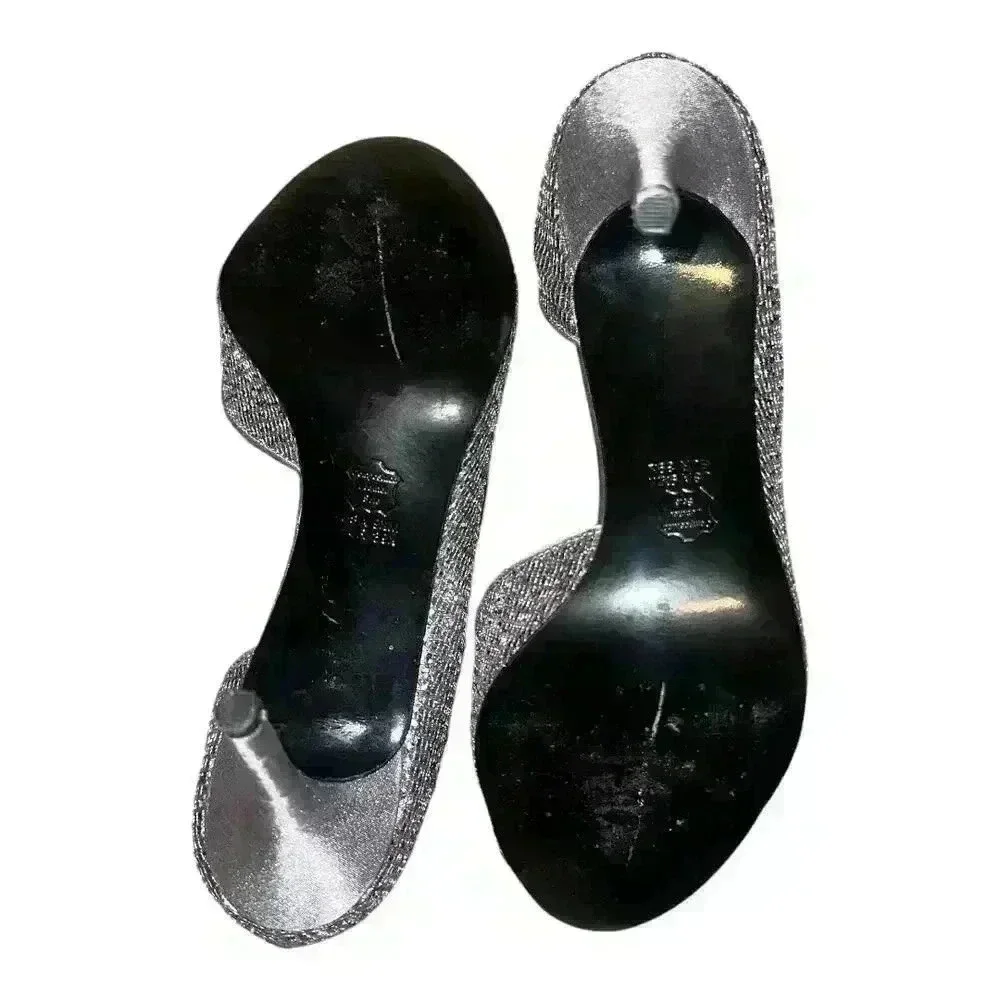 Nina Fern-GM Silver Sparkle Heel Pumps, Size 9.5